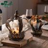 French Crown-Shaped Hollow Candlestick: European Retro Tabletop Ornament for a Cozy B&B Atmosphere