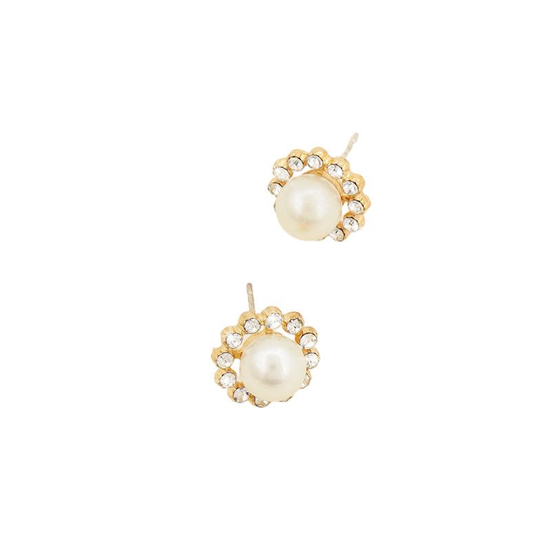Pearl Sun French Retro Temperament Earrings Women's Jewelry Earrings Silver Needle Earrings Simple