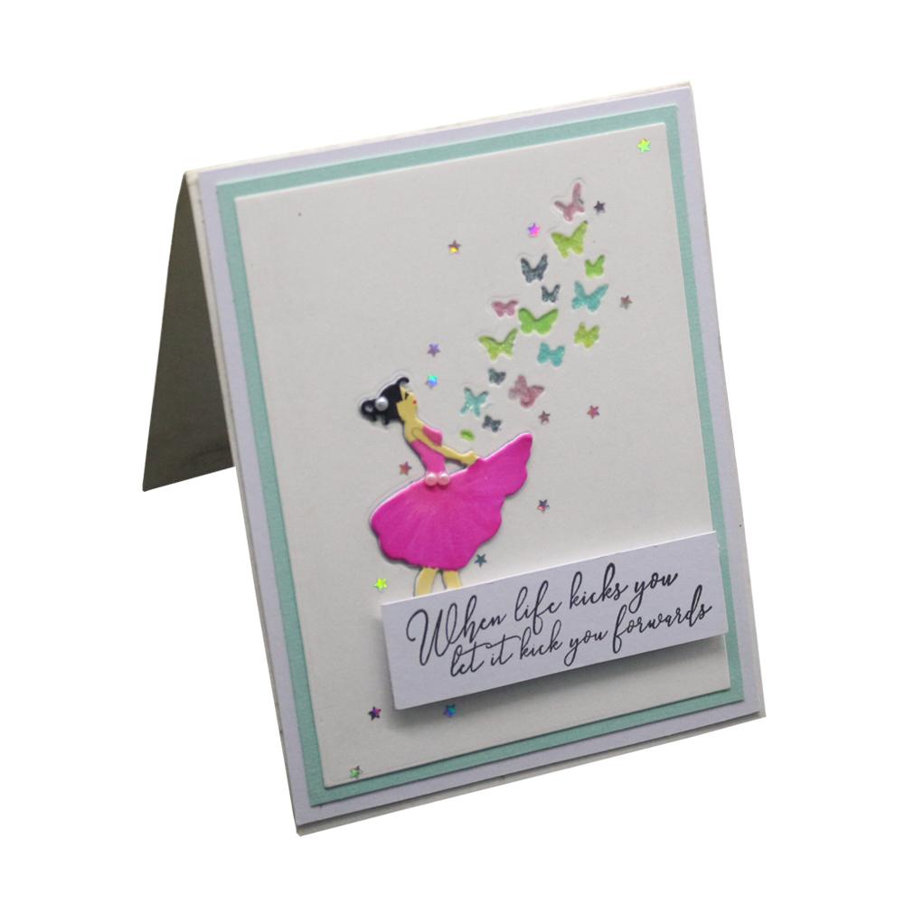 Ladies Release Butterflies Frame Metal Silvery Stencil Embossing Cutting Dies For Diy Scrapbooking Paper Album Cards Making