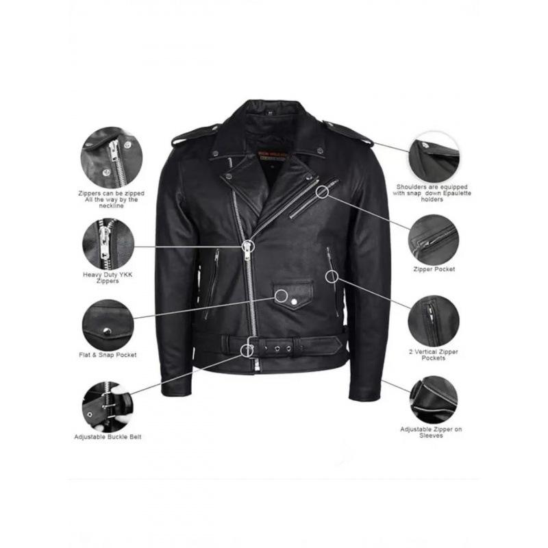 New men's locomotive leather jacket slim PU leather jacket lapel zipper jacket European and American style winter warm men