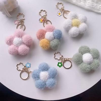 Chain Plushball Bag Pendant Backpack Charms Cartoon Plush Pendant Stuff Plush Toy Flower Keychain