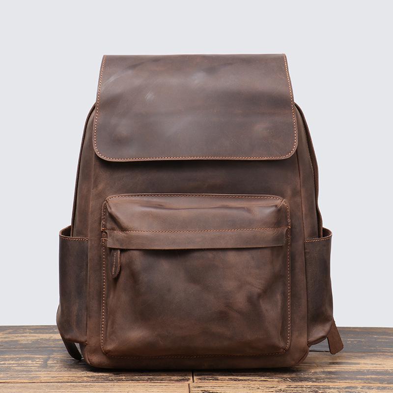 

Luo Jia Vintage Genuine Leather Large Capacity Men s Backpack and Travel Bag