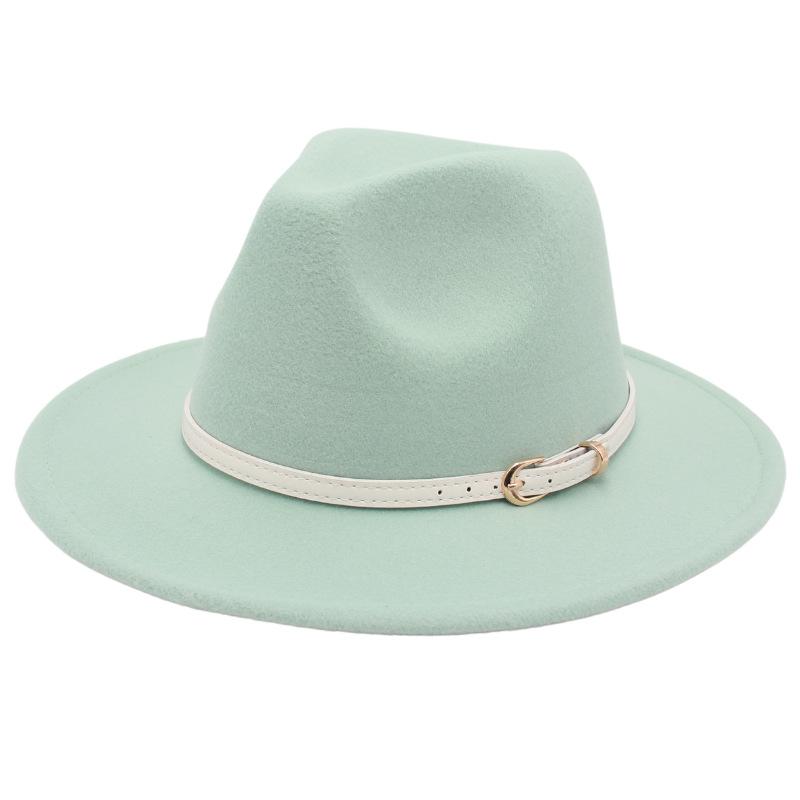 Big Brim Top Hat Women'S Coat With Hat Felt Hat Solid Color Cashmere Jazz Hat