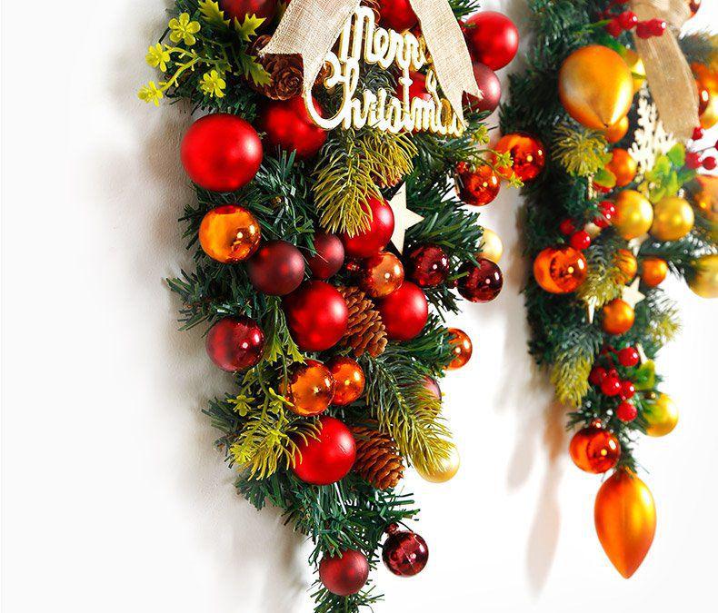 50CM Christmas Wreath & 2.7M Garland Set - Festive Door & Wall Decor