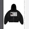 Y2K Retro Print Zip-Up Hoodie Streetwear Oversized Casual Sweatshirt Women Teens