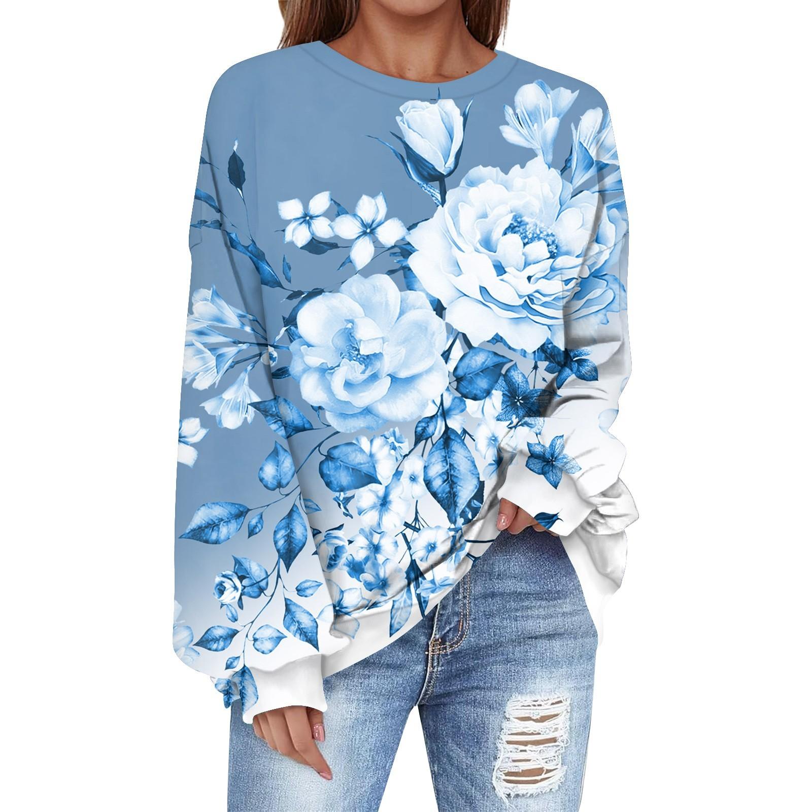 Women s Round Neck Pullover Sweatshirt L