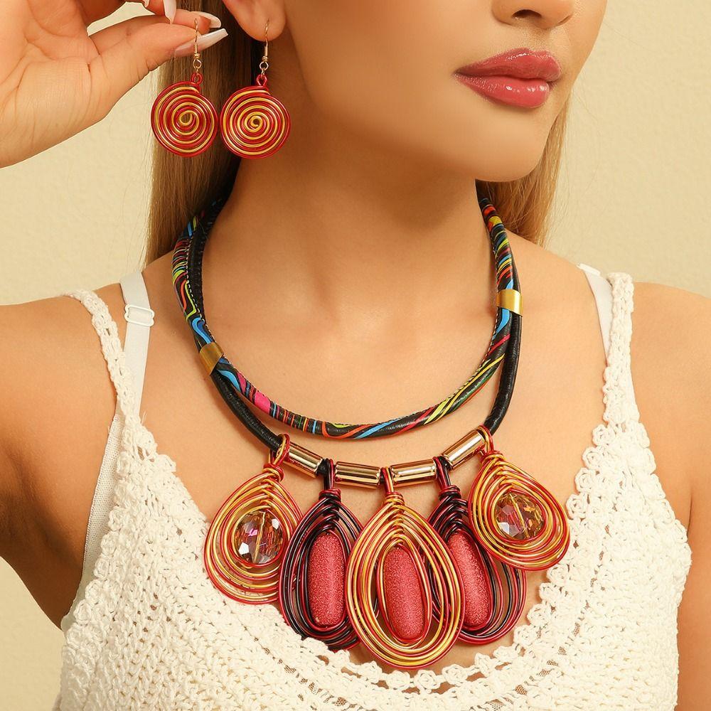 Crystal Multi-layer Jewelry Set African Women Jewelry Set Necklace Earrings Set Banquet Party