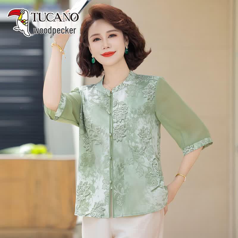 TUCANO J262A2530 Embroidered Floral Versatile Top 3XL