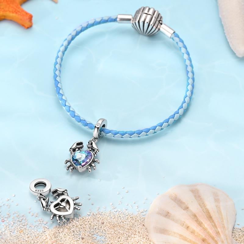 Brand Latest Arrival Copper Metal Shining Crab Pendant Bead Component Charm Bead Components Jewellery Compatible With Authentic Original Bracelet