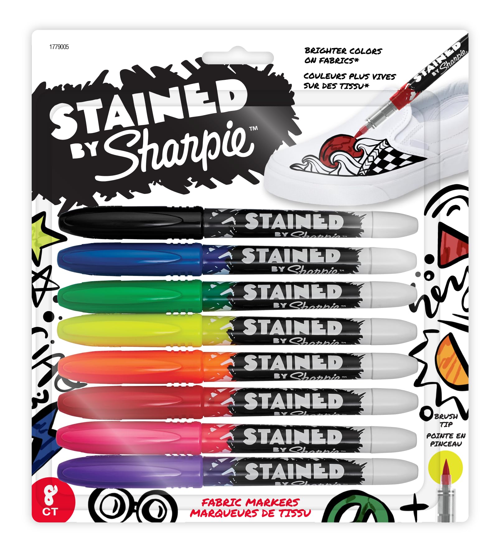 

Sharpie Stained Fabric Marker Set Brush Pen 1779005 8-Color