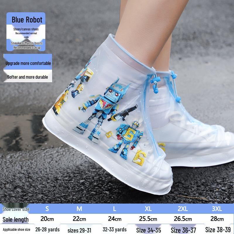 Upgraded Anime Kids' Non-Slip Mid-Calf Rain Shoe Covers: Rainproof, Sandproof, Stainproof for Rainy Days