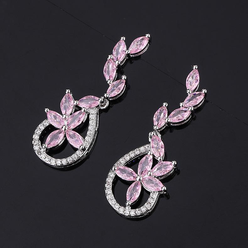 Zirconia Earrings French Micro Inlaid Long Banquet Flower Tassel S925 Silver Needle