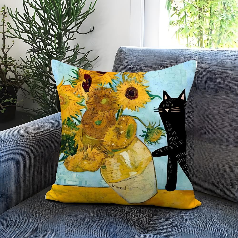 Popular Vincent Van Goghs Cushion Cover Comfortable Reversible Pillow Cover Ideal For Car Sofa Bedroom & Beyond