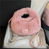 New Pattern Women Faux Fur Plush Handbags Fashion Lady Small Shoulder Crossbody Bag Winter Casual Tote Half-Moon Hobos for Women