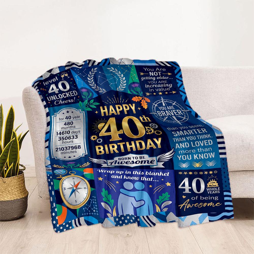 40th Birthday Celebration Quotes Blanket Warmthful Decor Great for Picnics Bed Office All-Season Use Warmthful Decor