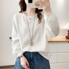 Plus Size 2026 Spring Lace Long Sleeve Round Neck T-shirt - Women's Versatile Mamba Cotton Top 805