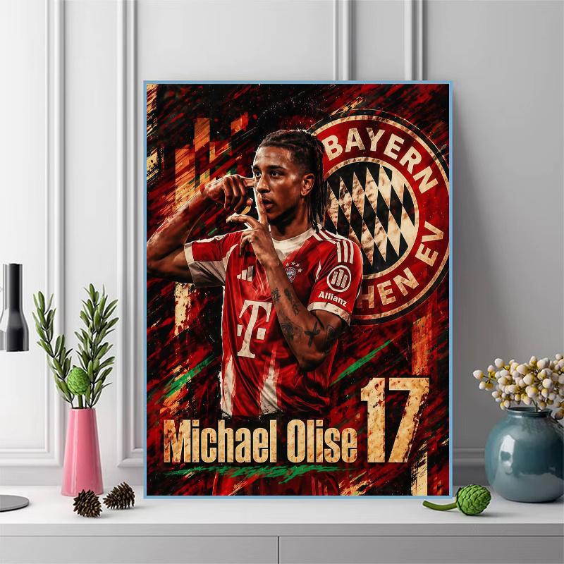 Michael Olise Pattern 3pcs 100% Round Full Drill 5D DIY Diamond Painting Embroidery Cross Stitch Rhinestone Décor