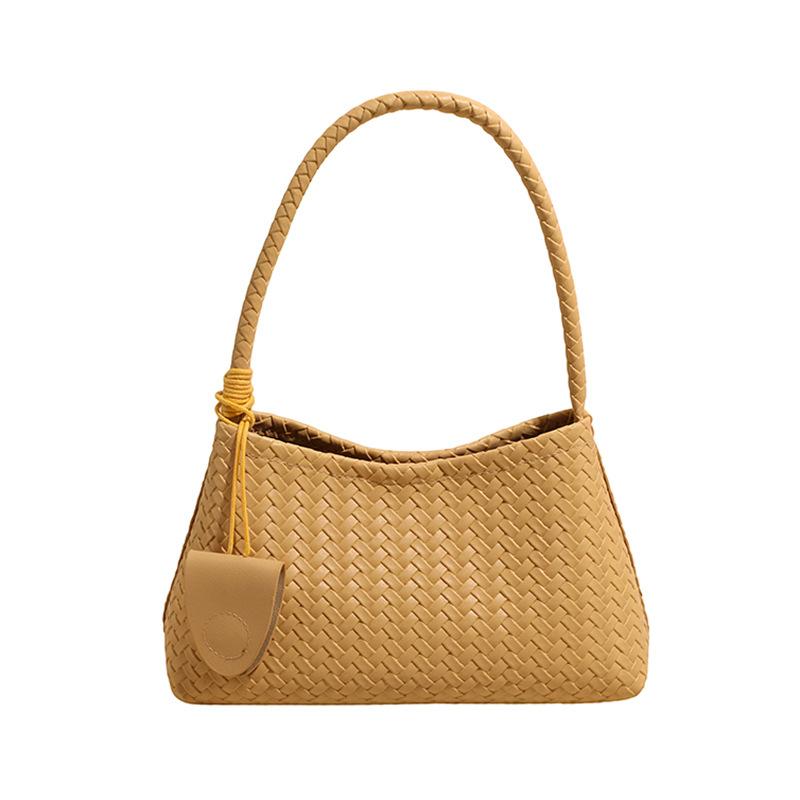 Woven Texture Shoulder Bag with Braided Handle and Soft Structure Elegant Style for Daily Wear