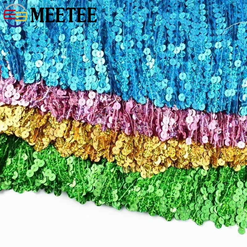 1-5M 16cm Meetee Sequin Tassel Fringe Latin Dress Lace Trims Ribbon Clothes Fringes Fabric Garment Crafts Sewing Accessories