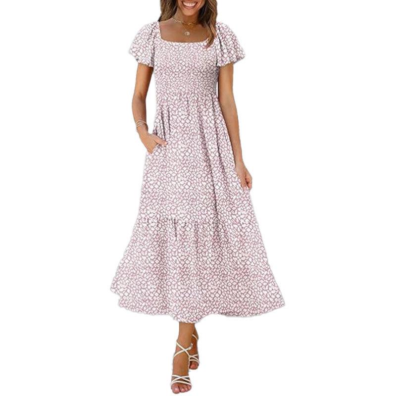 Spring New For Women Clothing Elegant and Simple Square Collar Casual Dress for Women