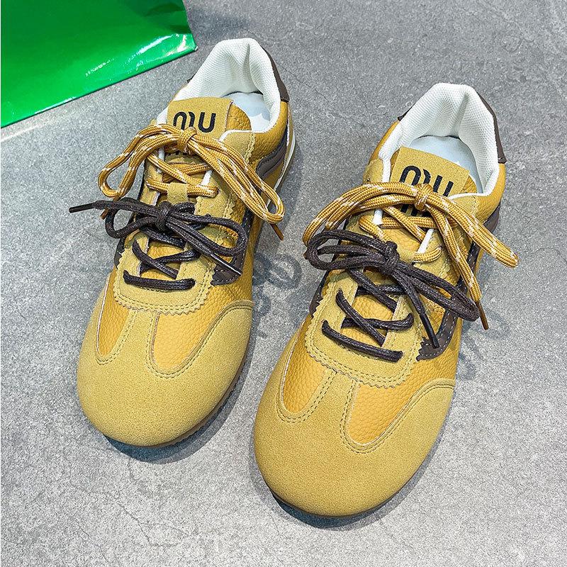 

Flat-bottomed German training shoes women s 2025 new spring and summer white shoes casual sports women s shoes sub-board shoes soft-soled Forrest Gum 40 жёлтый