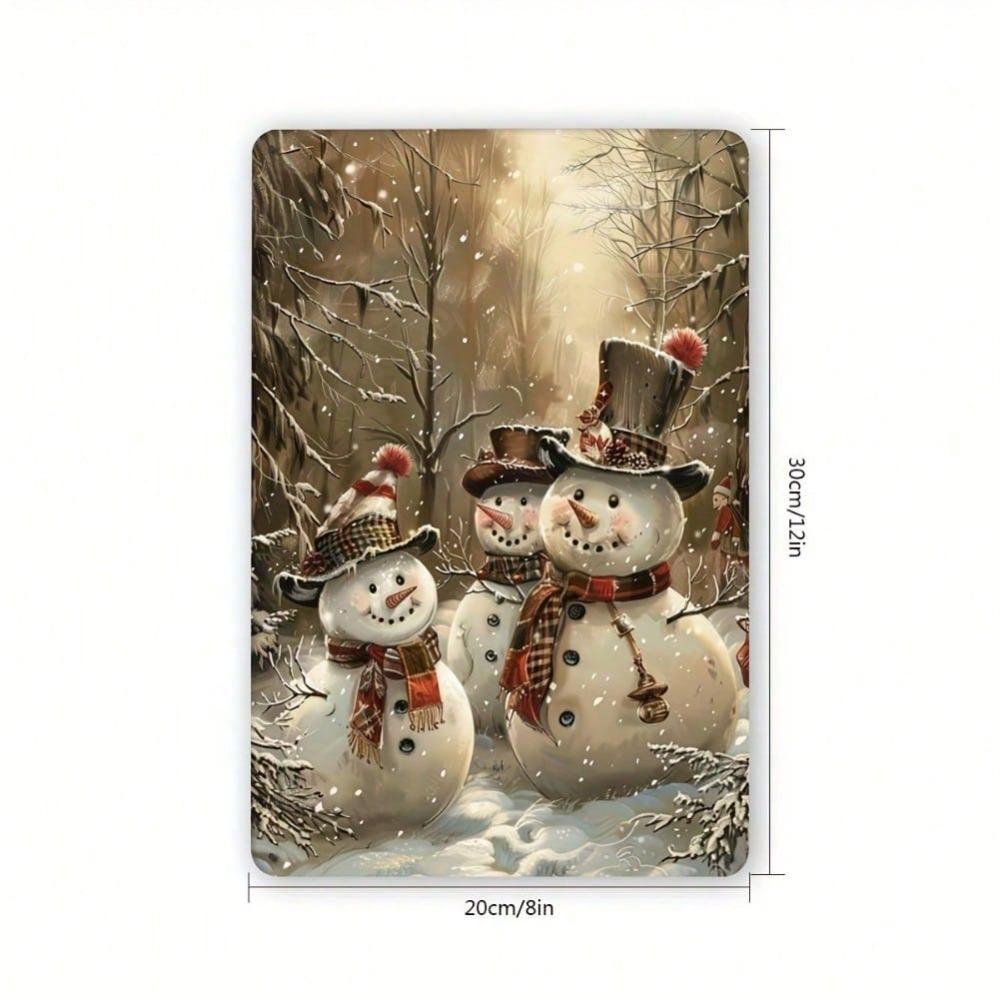 Vintage Snowman Metal Tin Sign 8x12 inch, Wall Art for Home Bar Garage, Pre-drilled Iron Painting