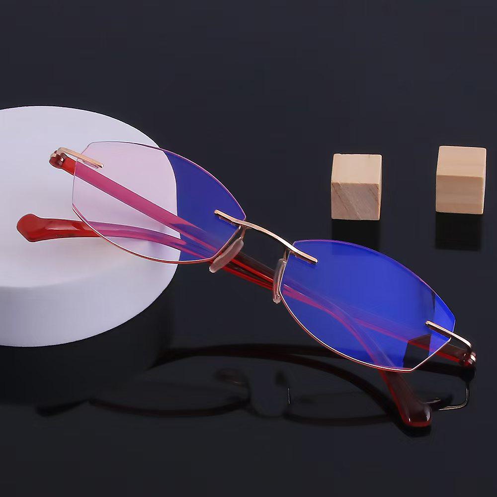 Stylish Retro Frameless Glasses with High-End Diamond Cut Edges and Anti-Blue Light for Women