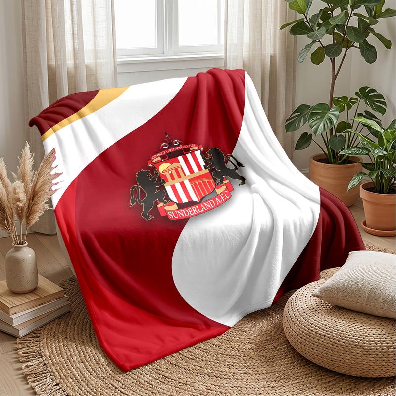 Sunderland Football Print Flannel Blanket, Soft Warm Lightweight Throw Blanket for Sofa Bed Camping