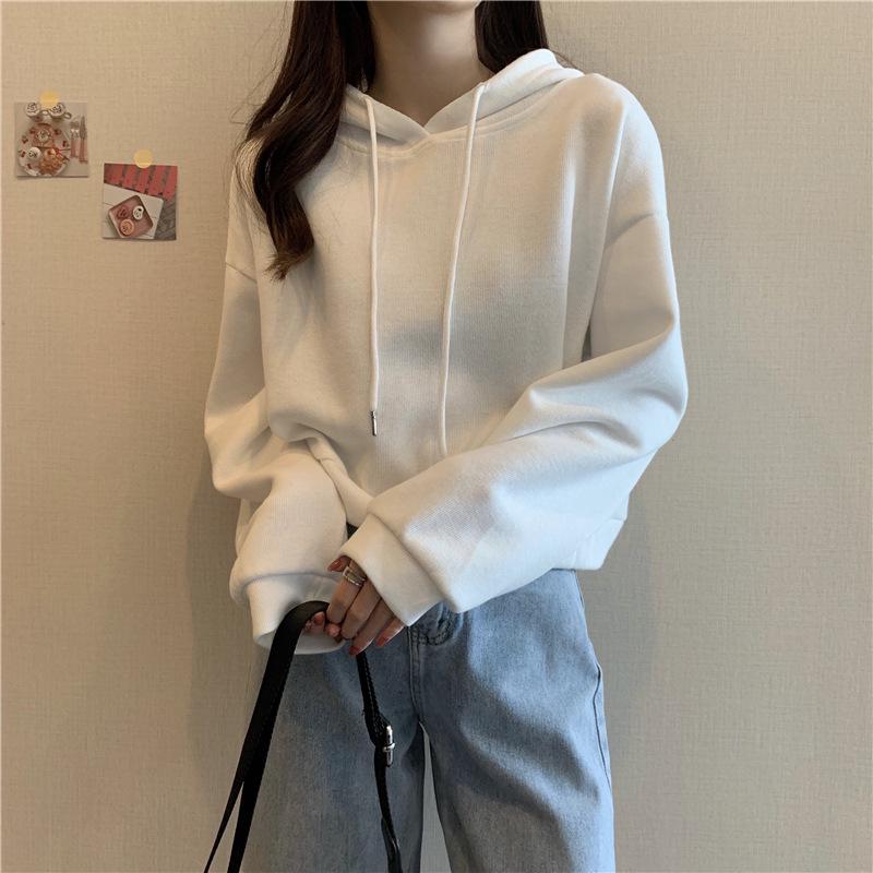 2023 Autumn/Winter Women's European & American Style Loose Hooded Cropped Sweatshirt with Long Sleeves