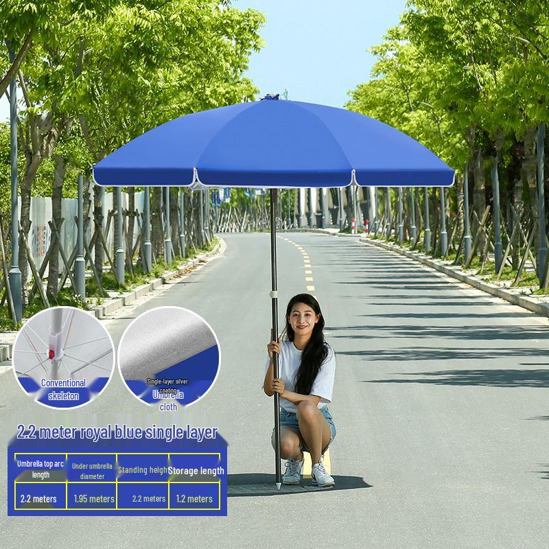 Großer Outdoor-Gewerbeschirm mit Doppelrippen - Sonnenschirm für Sonne, Werbung und Standnutzung