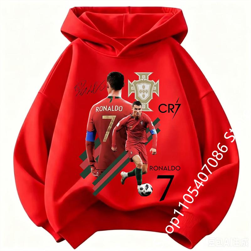 Spring Autumn Casual Children's Hoodie Sports Sweatshirt for Boys and Girls Ronaldo Printed Fashion Kids Pullover Top