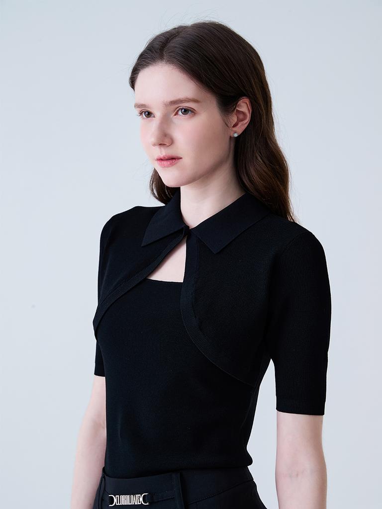 LORDLOAR Bolero Collar Knit Black