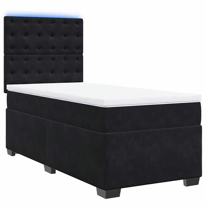 Maison Exclusive - Sommier à lattes de lit avec matelas Noir 90x190 cm Velours