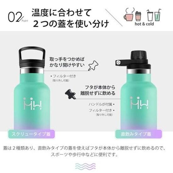 Water bottle 500ml stainless steel vacuum insulated heat retention cold double wall design wide mouth easy ice insertion direct drinking compatible