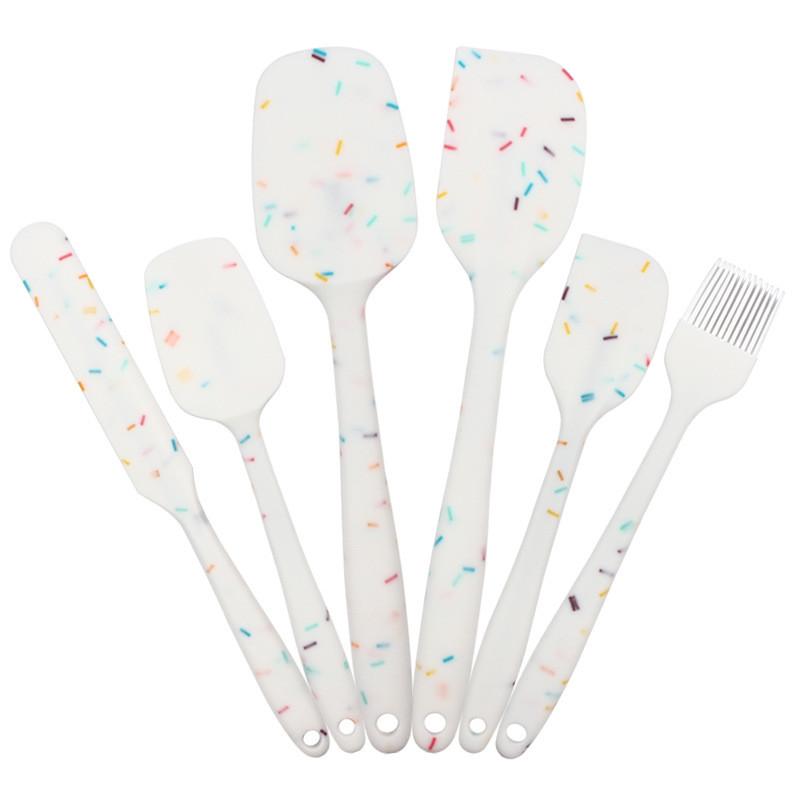 6Pcs Food Grade Silicone Non-Stick Butter Cooking Spatula Set Cooking Pastry Scraper Brush Kitchen Tools Cake Baking Mixing Tool