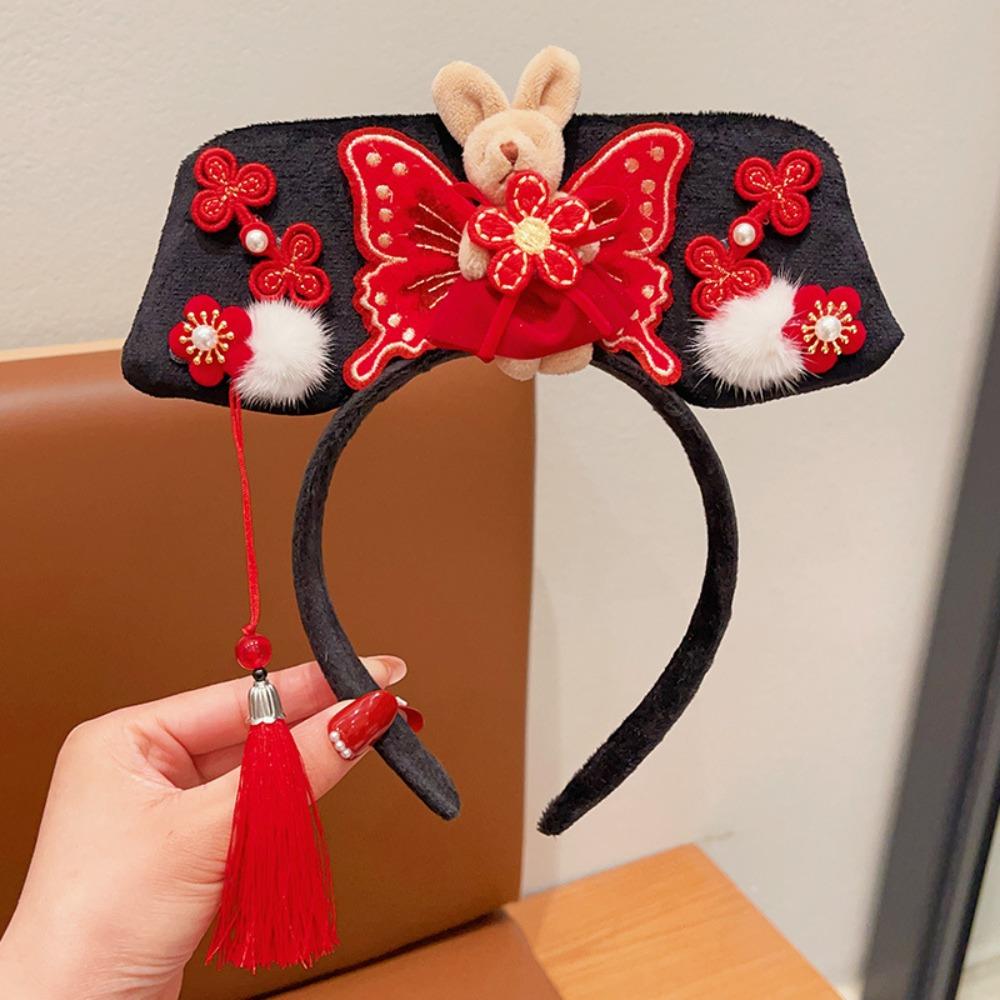 Flower Ancient Style Gege Headband Snake Year Hanfu Headwear  New Year Hair Accessories