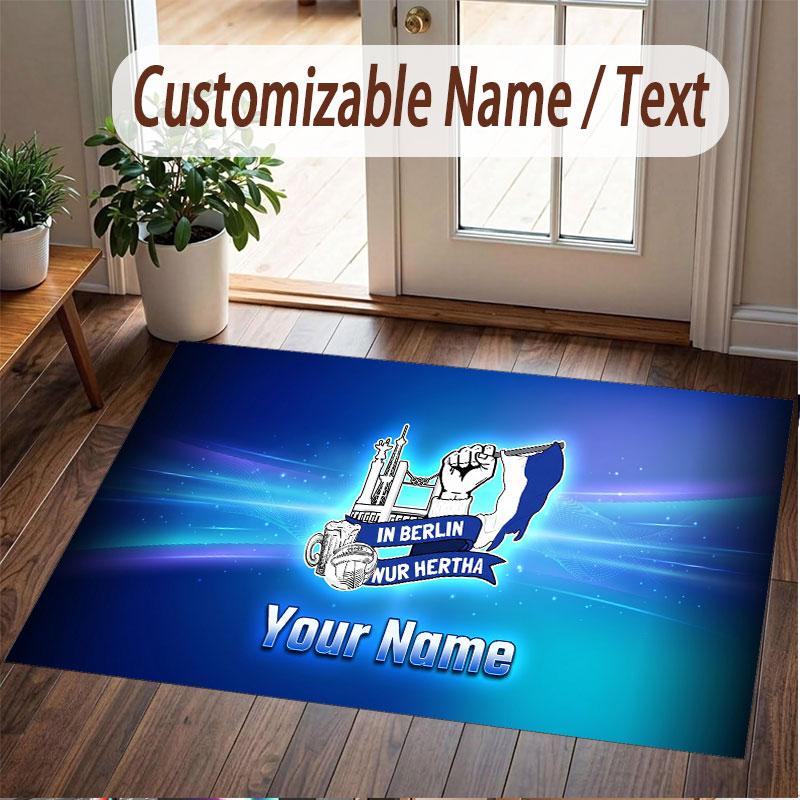 Custom Rug hertha bsc Pattern Print Name Text Soft Non‑Slip Floor Carpet for Home Indoor Decoration