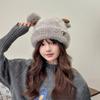 Sweet and Cute Plush Antler Knitted Hat for Women In Autumn and Winter Warmth and Thick Ear Protection Versatile Face Showing Small Knitted Hat