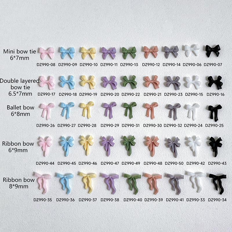 50Pcs Mixed 3D Ribbon Bowknot Candy Color Girl Nail Art Diy Nails Accessories Decoration Charms