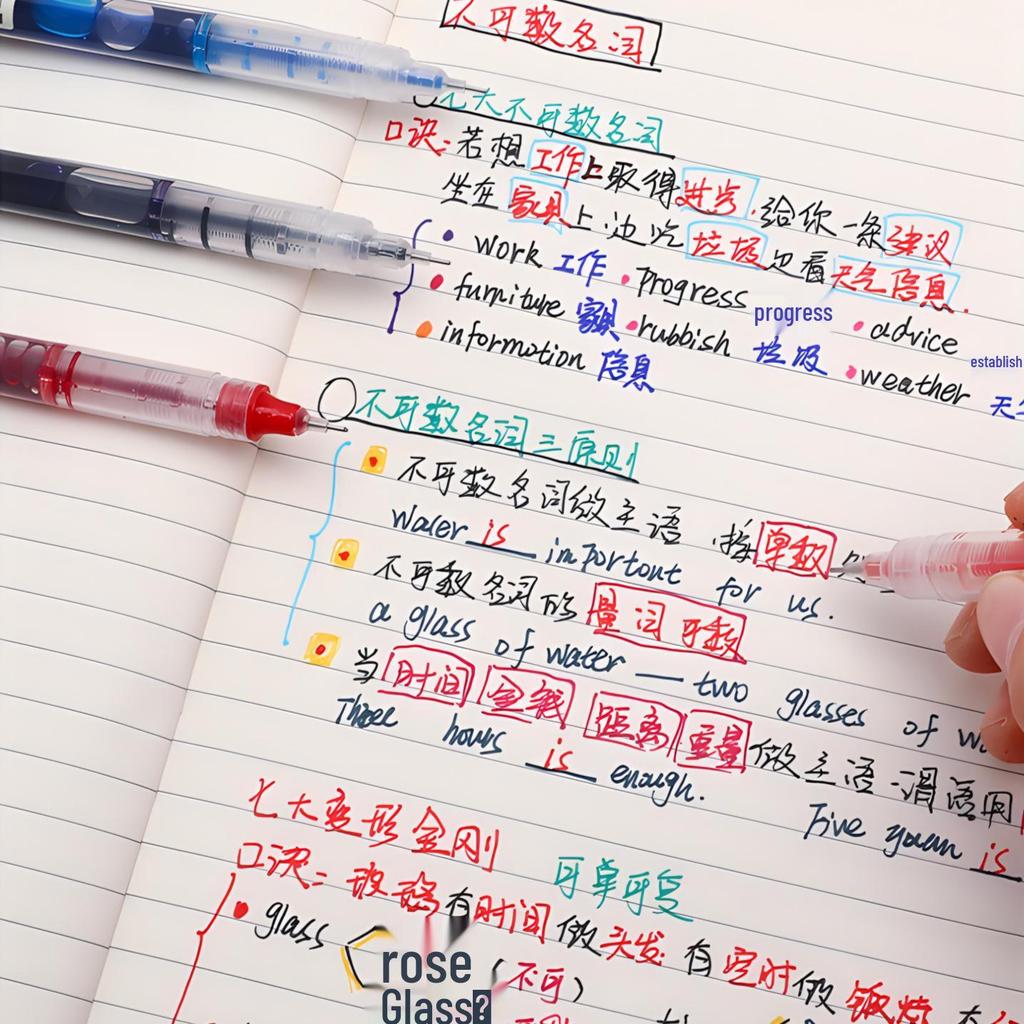 Quick-Drying 0.5 Rollerball Pen Set: Neutral & Colored Pens for Students, Ideal for Marking Key Notes