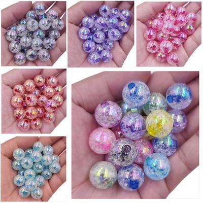 Fashion Big Loose Beads Necklace Bracelet Findings For Jewelry Making DIY Crafts Round Crack Pendant 10Pcs 16mm/18mm/20mm