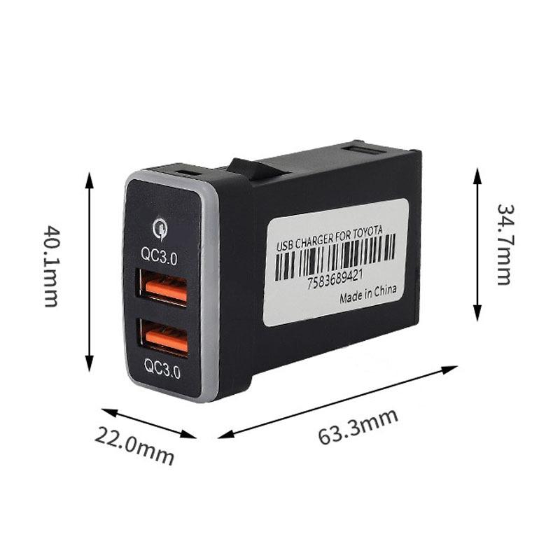 1PC Ambient Light Charger Car Interface Socket Double Connector Double QC3.0  Voltage Display For Toyota Old LC120