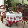 New Christmas Round Tablecloth Red Waterproof and Dustproof Holiday Decoration Table Cloth Stain Resistant and Wrinkle Resistant