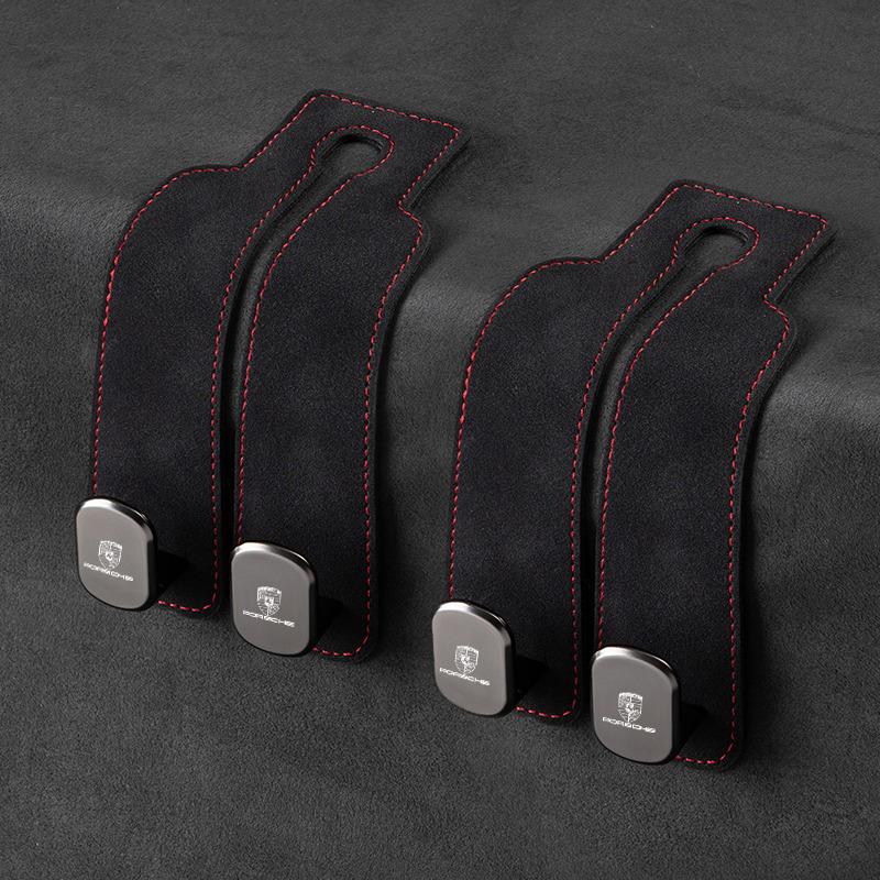 Universal Car Seat Backrest Double Hook Storage Holder Hooks For Porsche Cayenne Panamera Macan Boxster Cayman 718 911 Sticker GO3