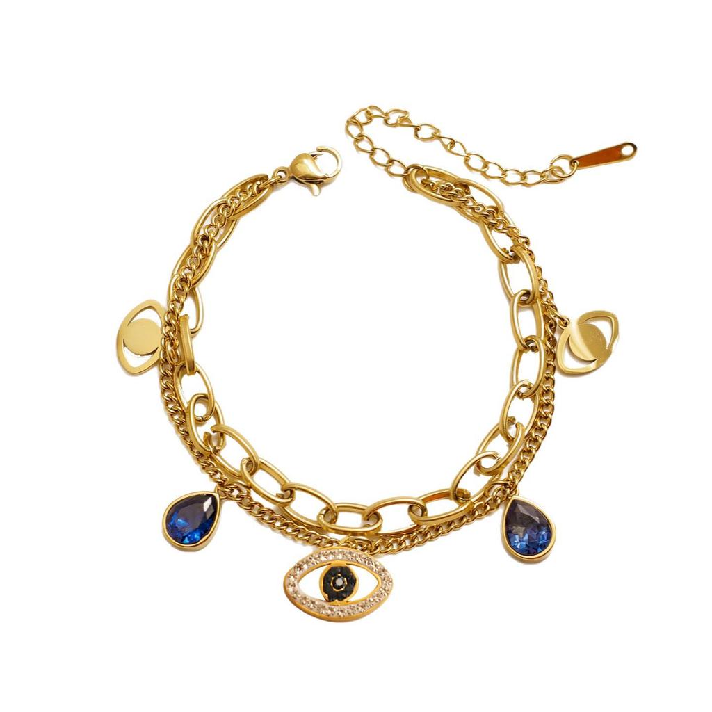 Double-Layer Devil's Eye Bracelet - Titanium Steel, Non-Fading, Japan & Korea Design