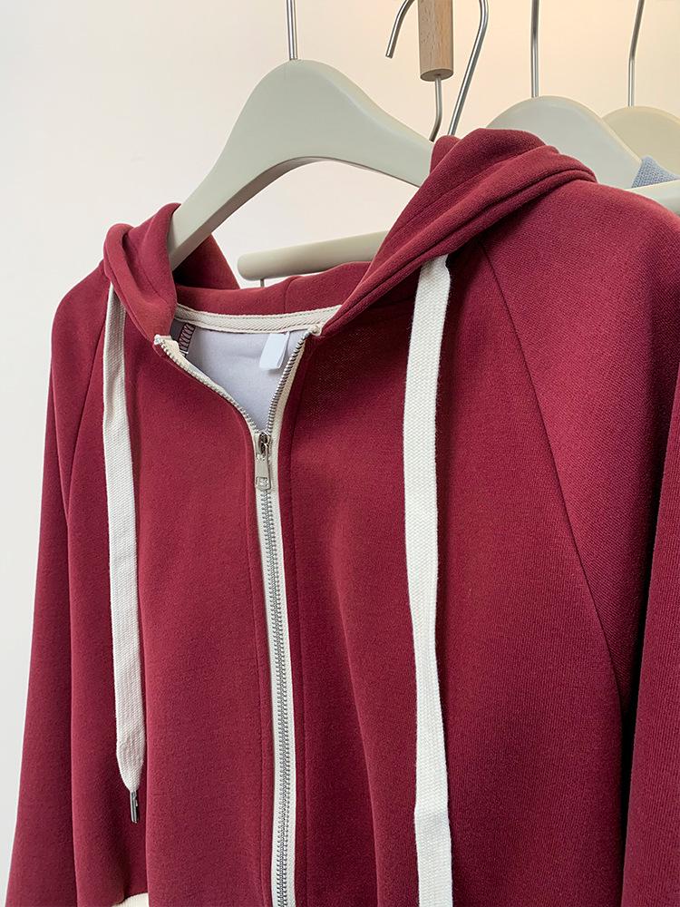 Women's American Red Zip-Up Slim Hoodie - Spring 2025 Edition.