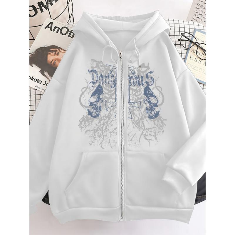 Trendiger Europäischer und Amerikanischer Stil Herbst und Winter Kapuzenpullover S white