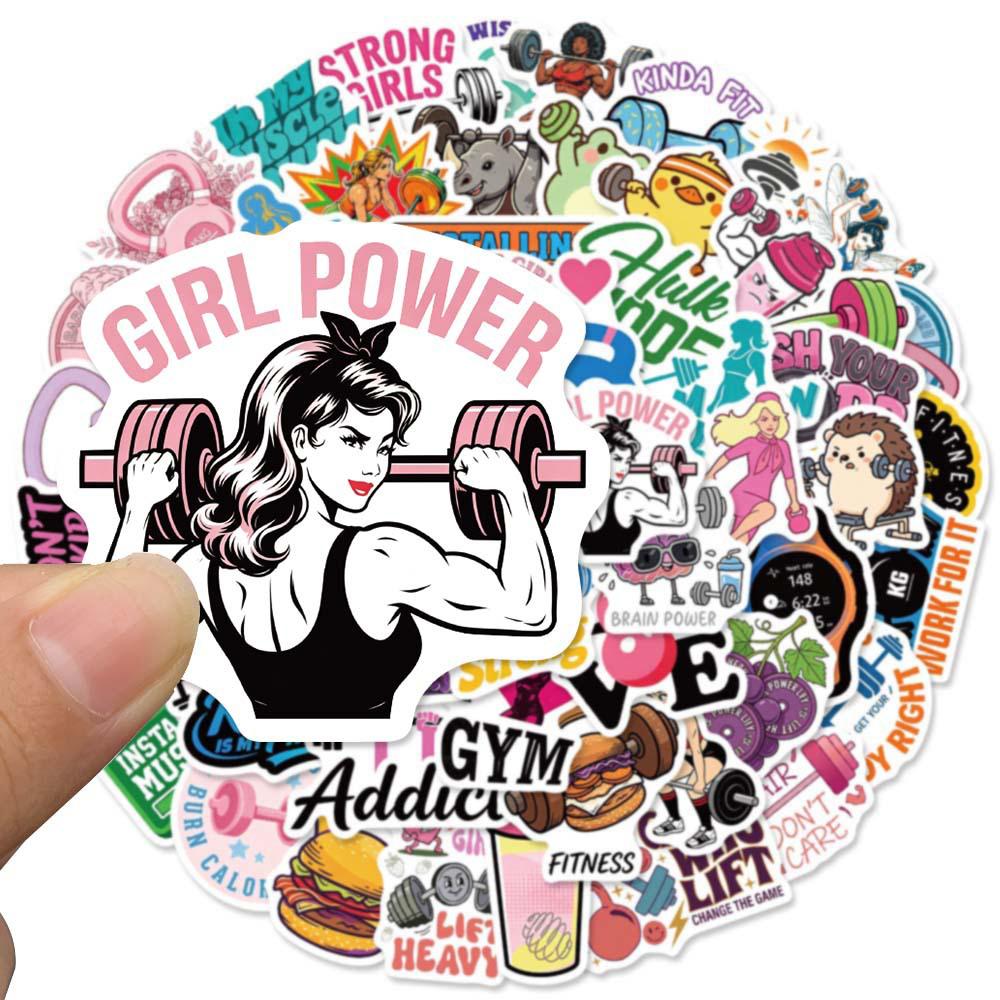 10/30/50/120pcs Cute Exercise Fitness Women Stickers Animal Sport Graffiti Decal DIY Guitar Journal Laptop Funny Cartoon Sticker