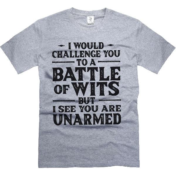 Men's Funny Battle of wits T-Shirt Sarcasm Intellectual tee Shirt Teacher Science Educator Teeshirt