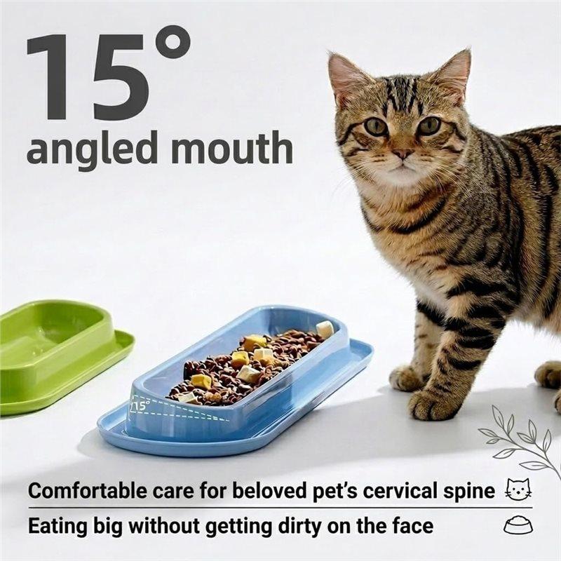 ABKP-Multi-Cat Home 4Pack Long Pet Food Bowls Large Capacity Non-Slip Easy Clean Dishes Indoor & Outdoor Feeding
